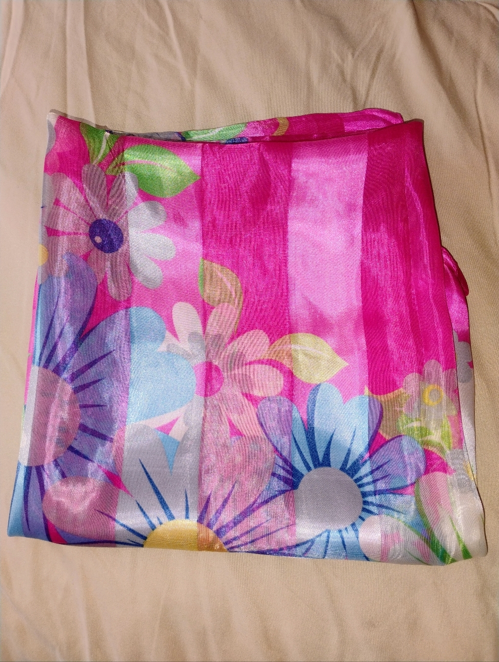 Bright Pink Floral Sheer Scarf